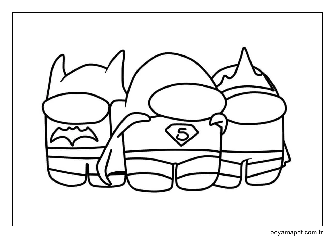 Among Us Süper Kahramanlar karakter çizimi