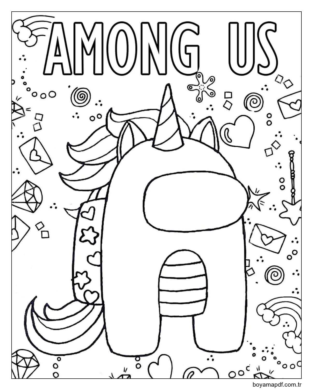 Among Us Tek Boynuzlu At karakter çizimi