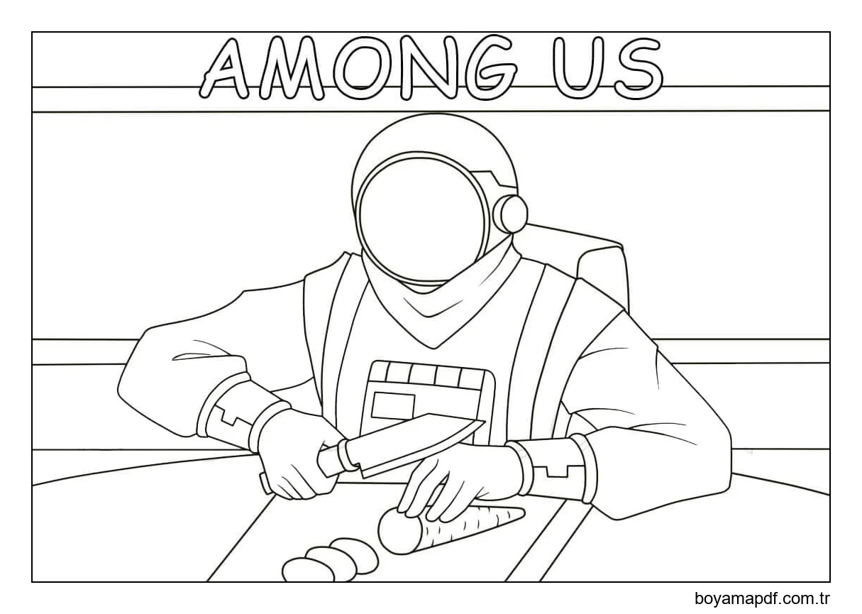 Among Us Yemek Pişirme karakter çizimi