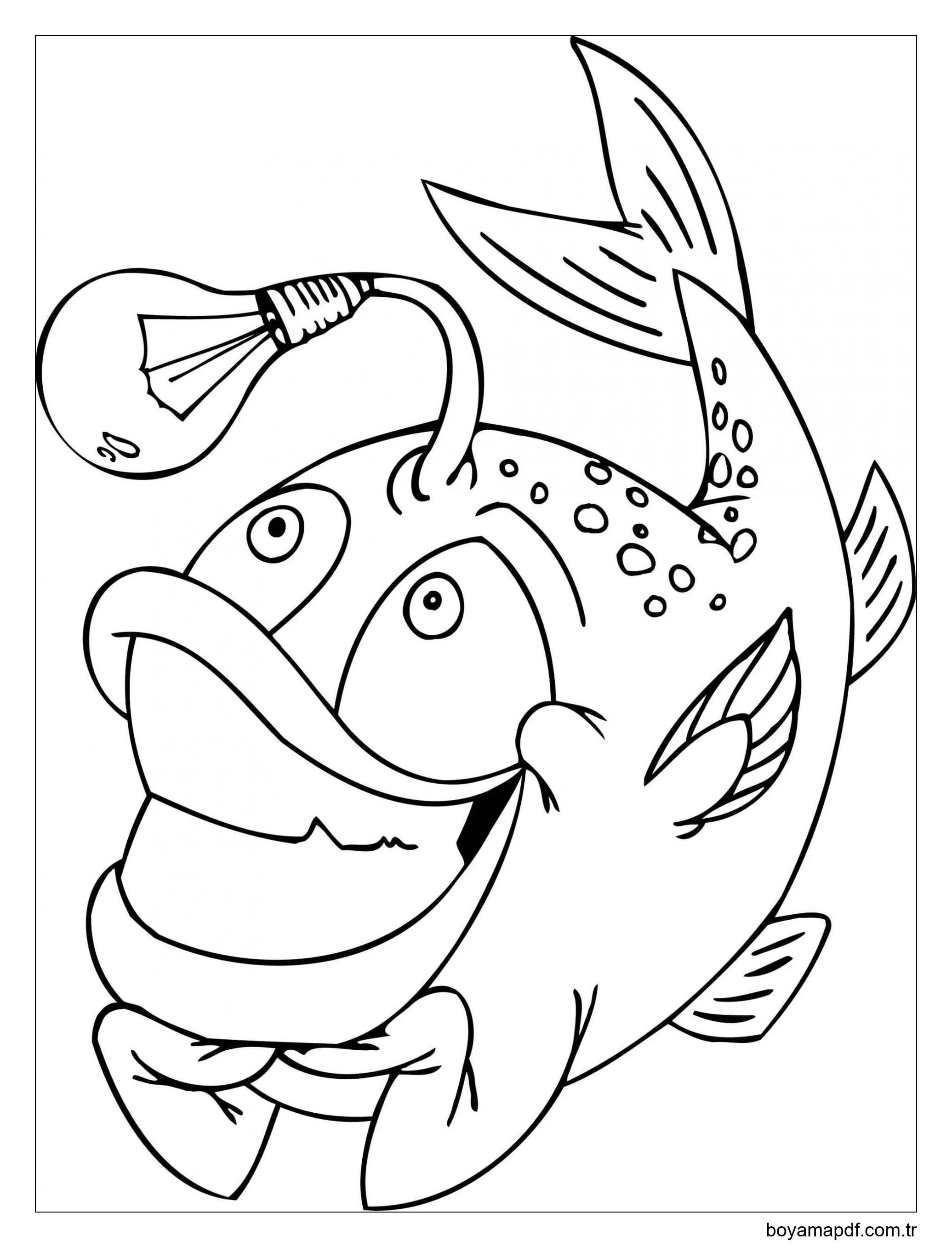 Ampullü Komik Balık karakter çizimi