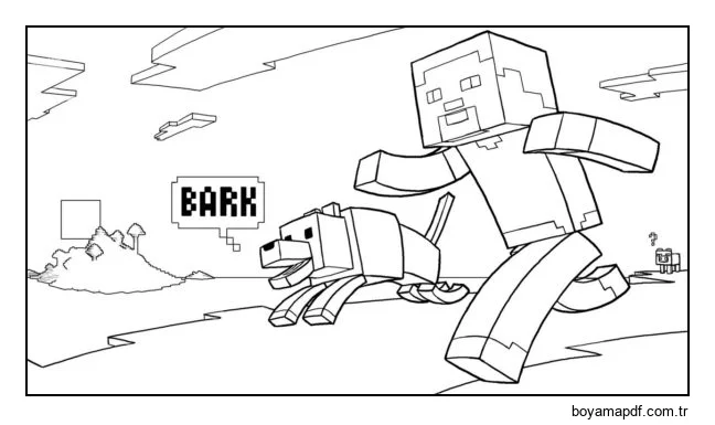 Ana karakter evcilleştirilmiş bir kurtla koşuyor Boyama Sayfası