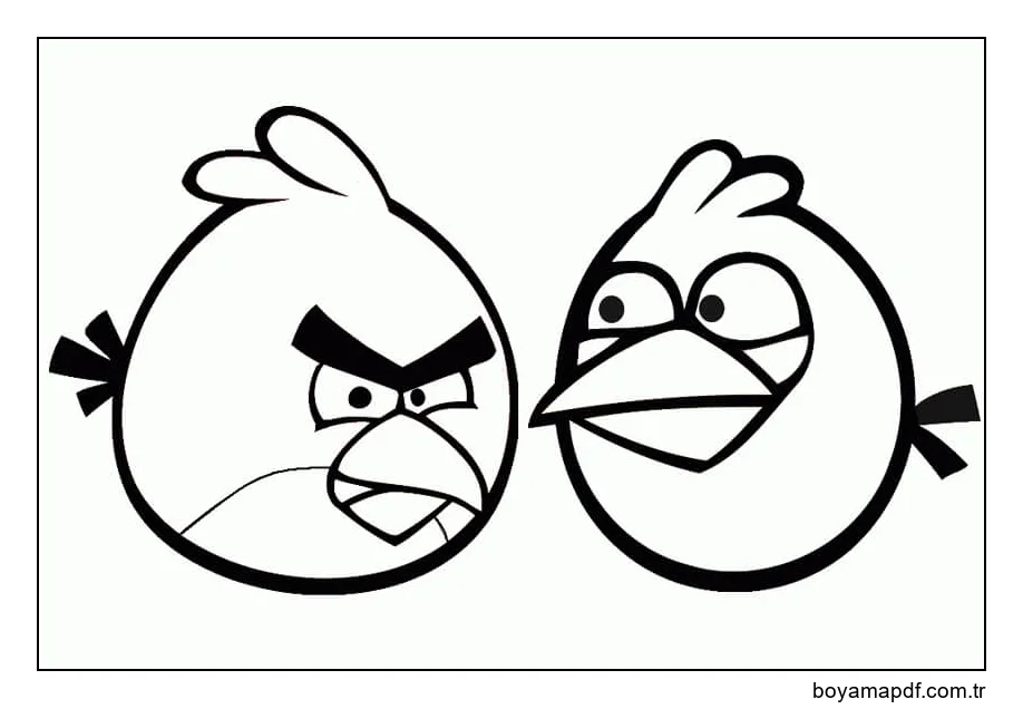 Angry Birds'de Kırmızı Kuşlar ve Arkadaşları Boyama Sayfası