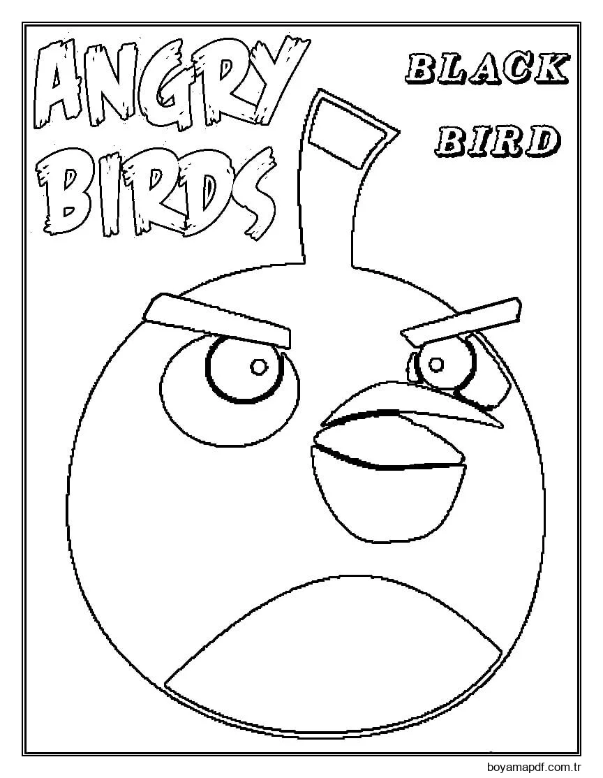 Angry Birds Kara Kuşu Çizimi Boyama Sayfası