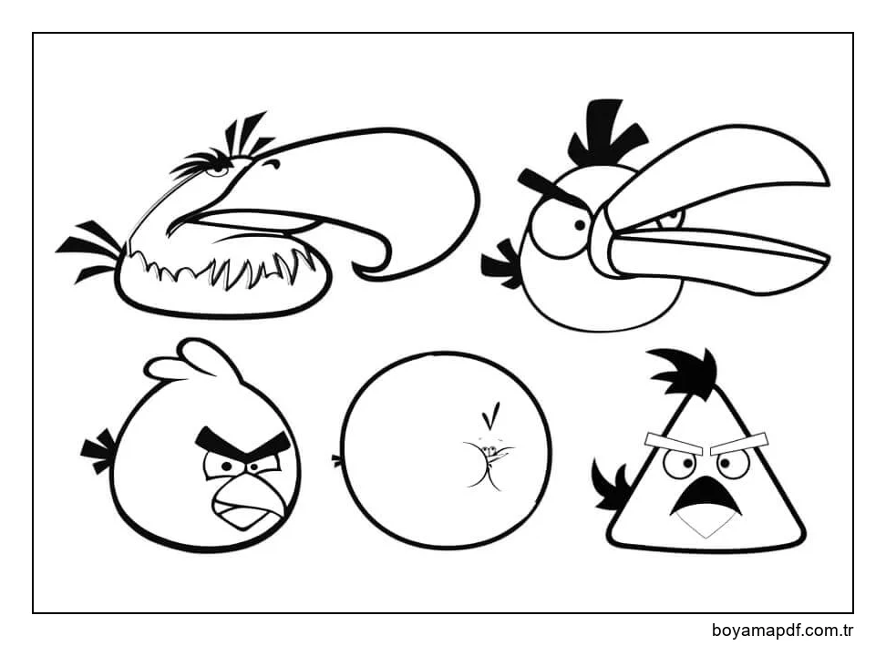 Angry Birds'ün Beş Kuşu Boyama Sayfası