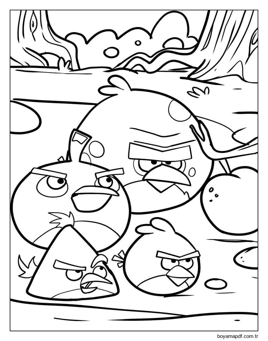 Angry Birds'ün Dört Kuşu Boyama Sayfası