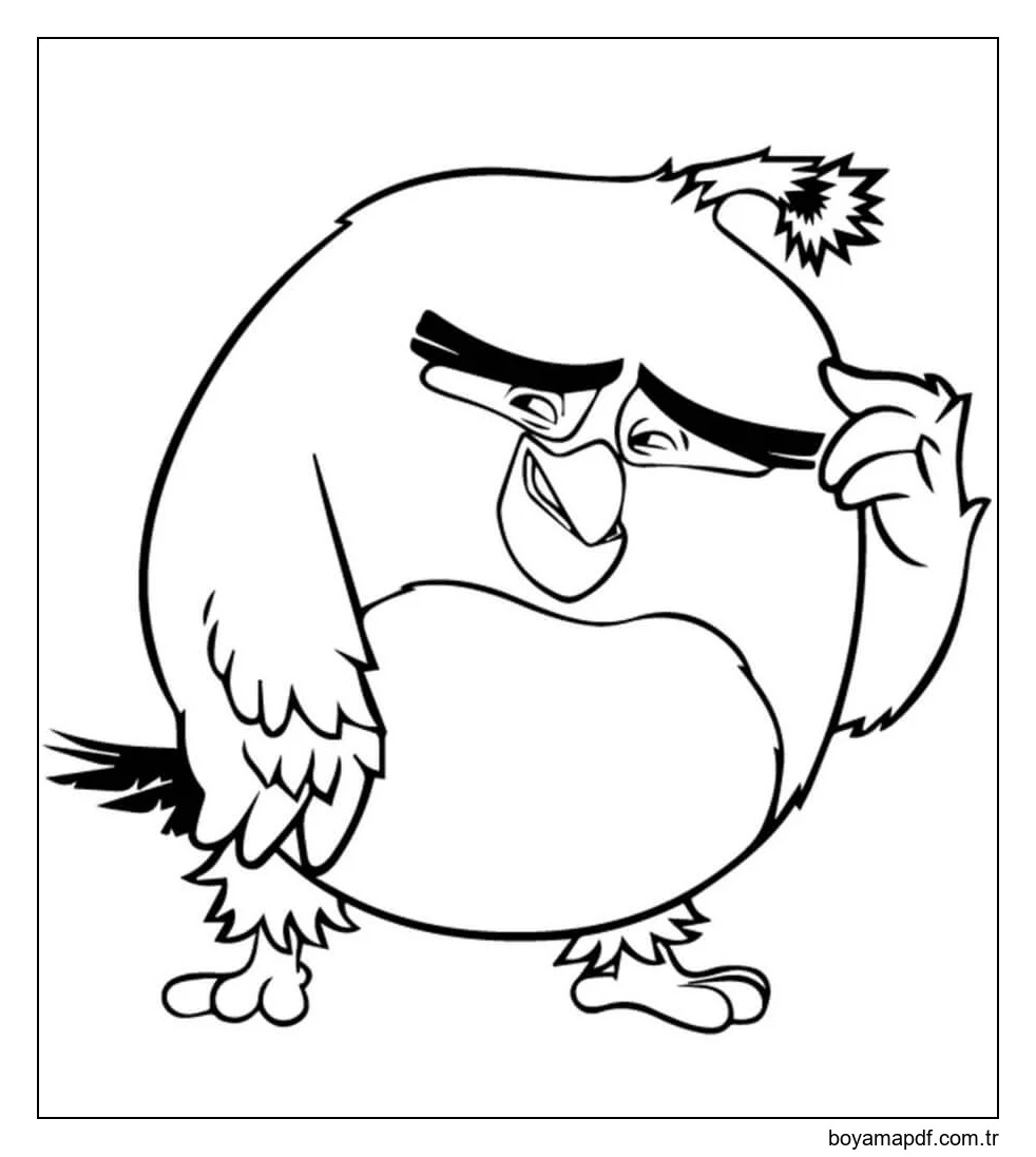 Angry Birds'ün Komik Kırmızı Kuşu Boyama Sayfası