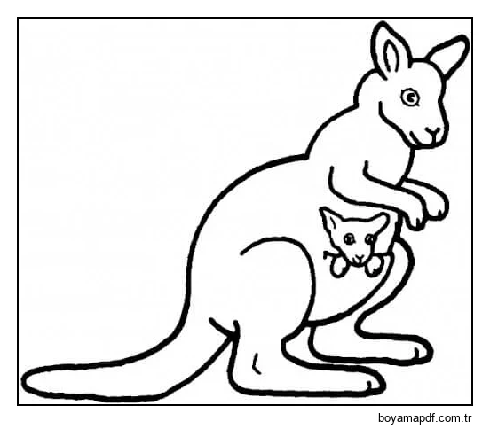 Anne ve Bebek Kanguru Yazdırılabilir karakter çizimi