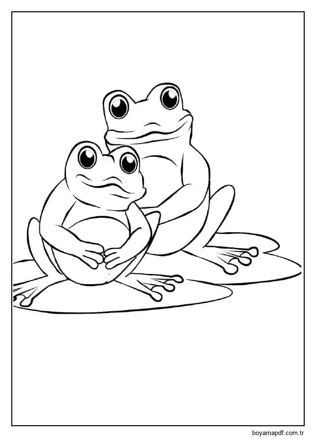 Anne ve Bebek Kurbağa Boyama Sayfası