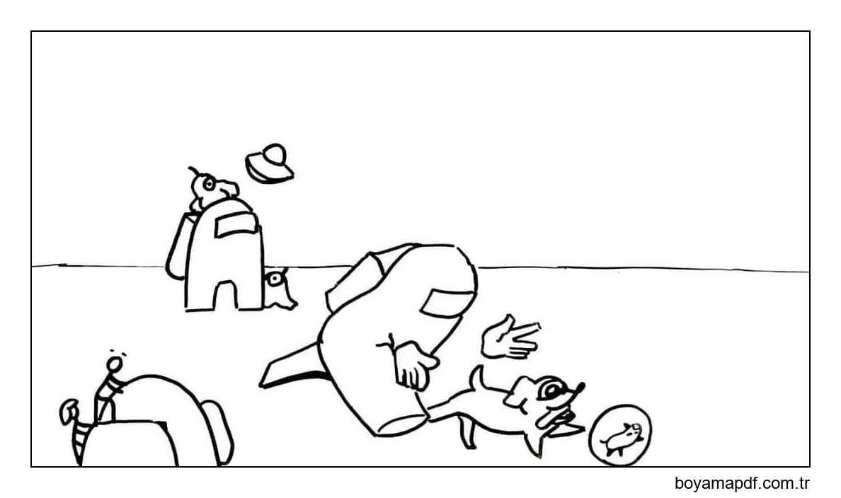 Aramızda Bir Köpek Yakalıyoruz karakter çizimi