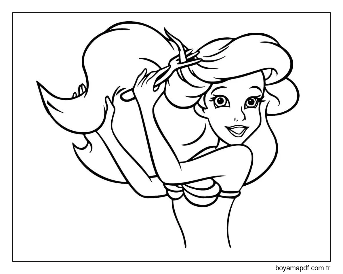 Ariel saçını Kesti Boyama Sayfası