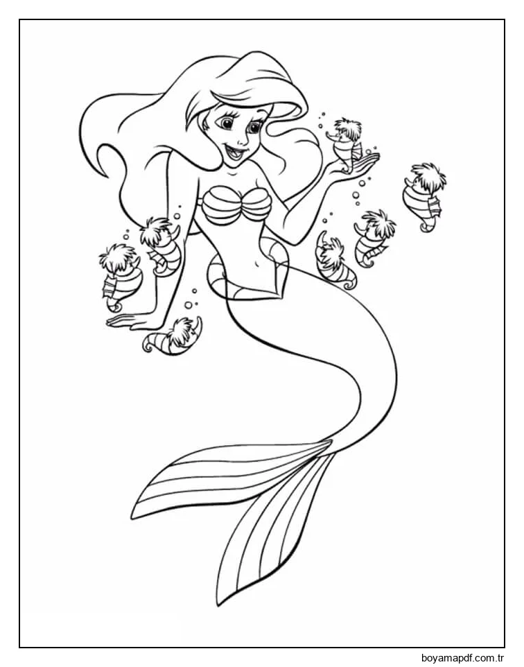 Ariel ve Denizatı Boyama Sayfası