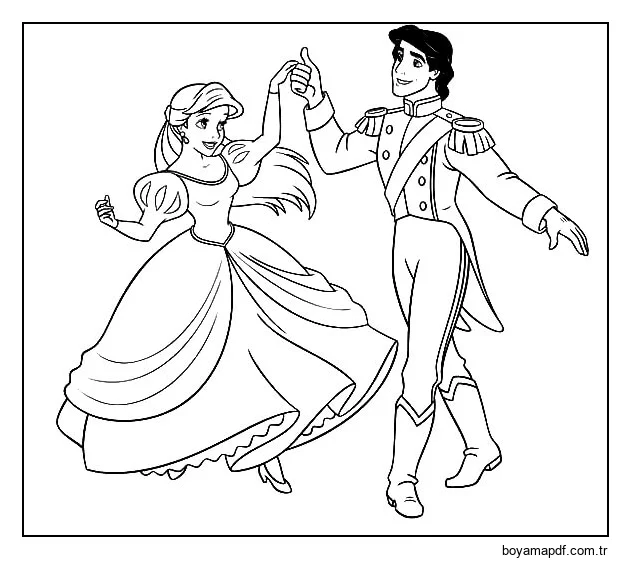 Ariel ve Eric Dans Ediyor Boyama Sayfası