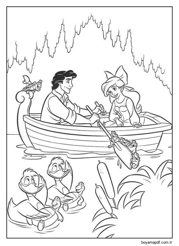 Ariel ve Eric Yelken Boyama Sayfası