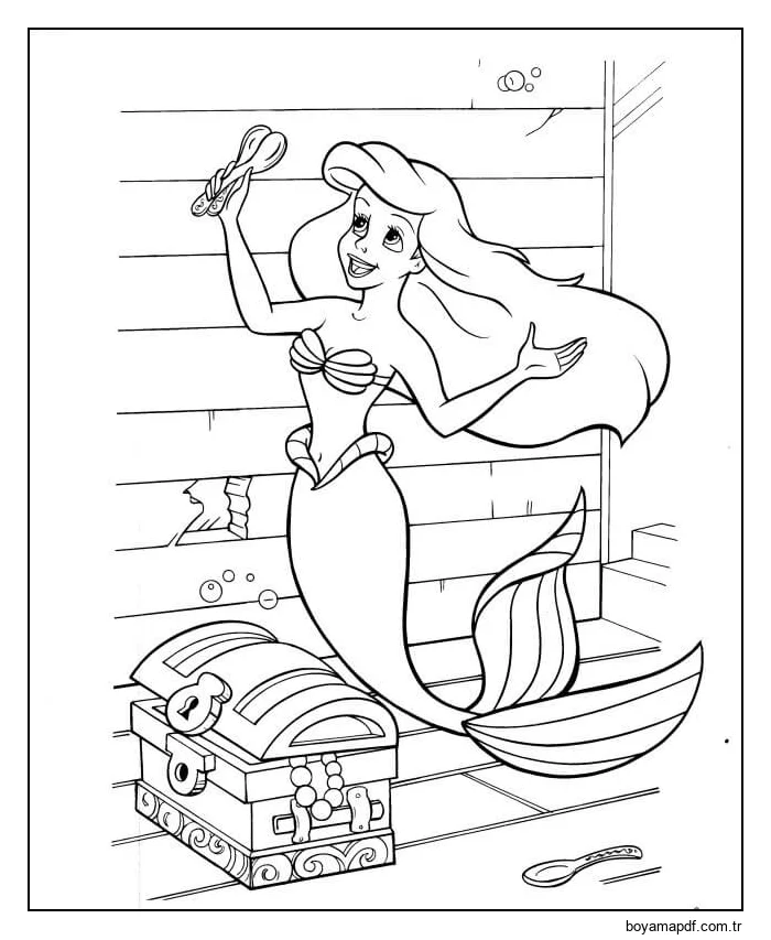 Ariel ve Hazine Boyama Sayfası