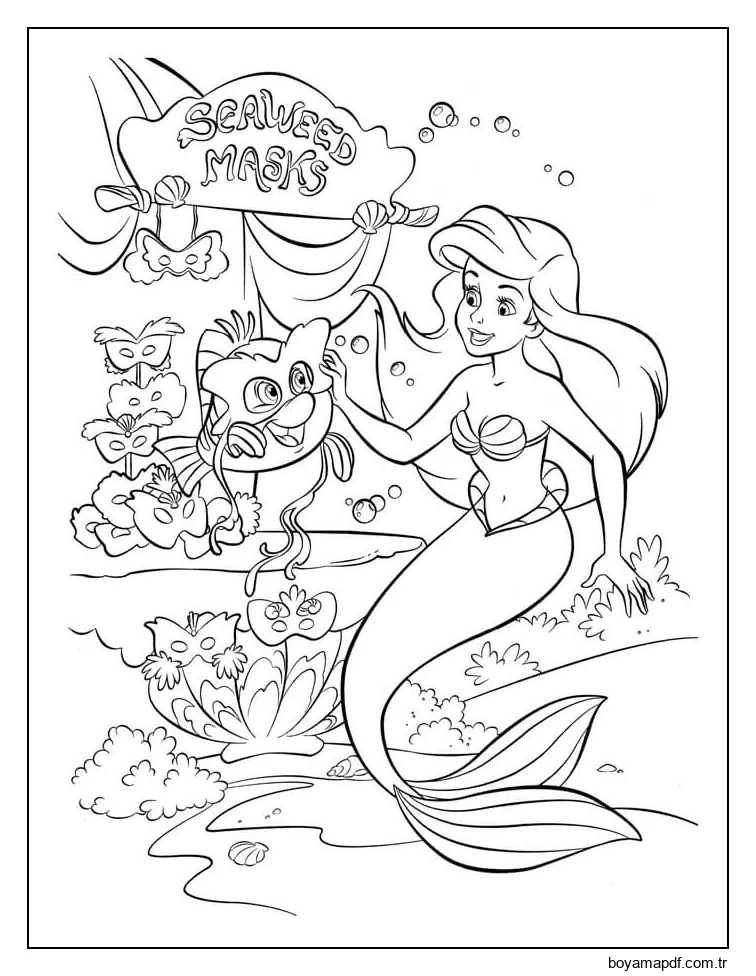 Ariel ve Karnavaldaki Balık Boyama Sayfası