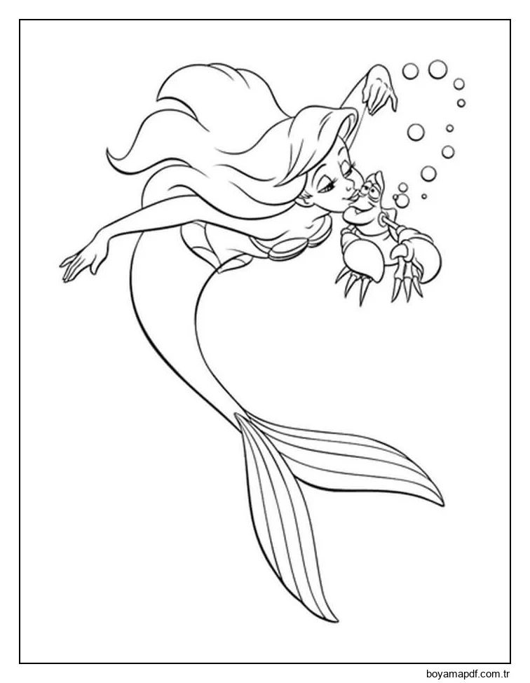 Ariel ve Sebastian'ı Öpüşme Boyama Sayfası