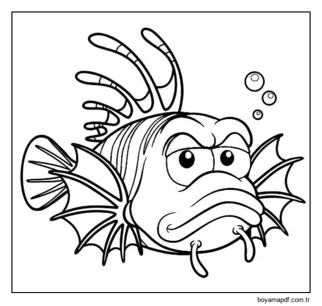 Aslan balığı karakter çizimi