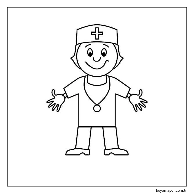 Basit Kadın Doktor Boyama Sayfası