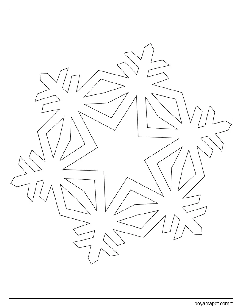 Basit Kristal Kar Tanesi Boyama Sayfası
