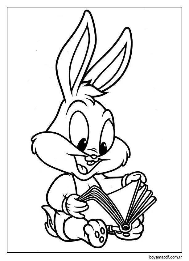 Bebek Bugs Bunny Okuma karakter çizimi