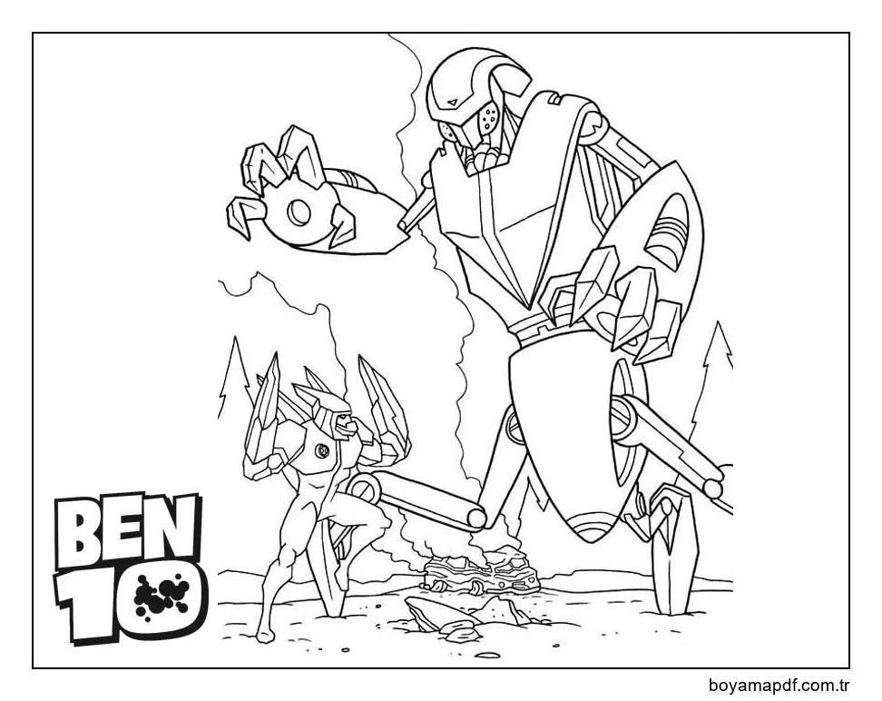 Ben 10 Robota Karşı Boyama Sayfası