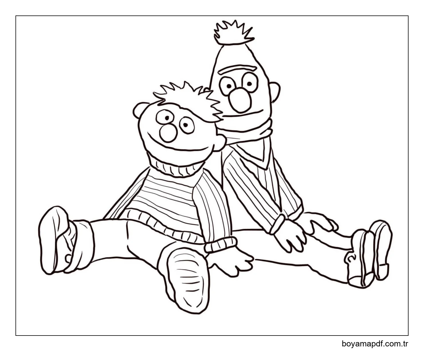Bert Ve Ernie Oturuyor Boyama Sayfası