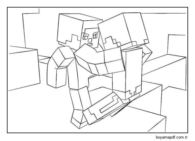 Bir adam diğerini uçuruma itti Boyama Sayfası