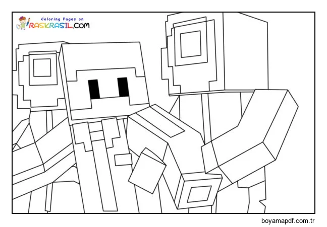 Boyama sayfası Minecraft dünyasında Mürekkep Balığı Oyunu. Boyama Sayfası
