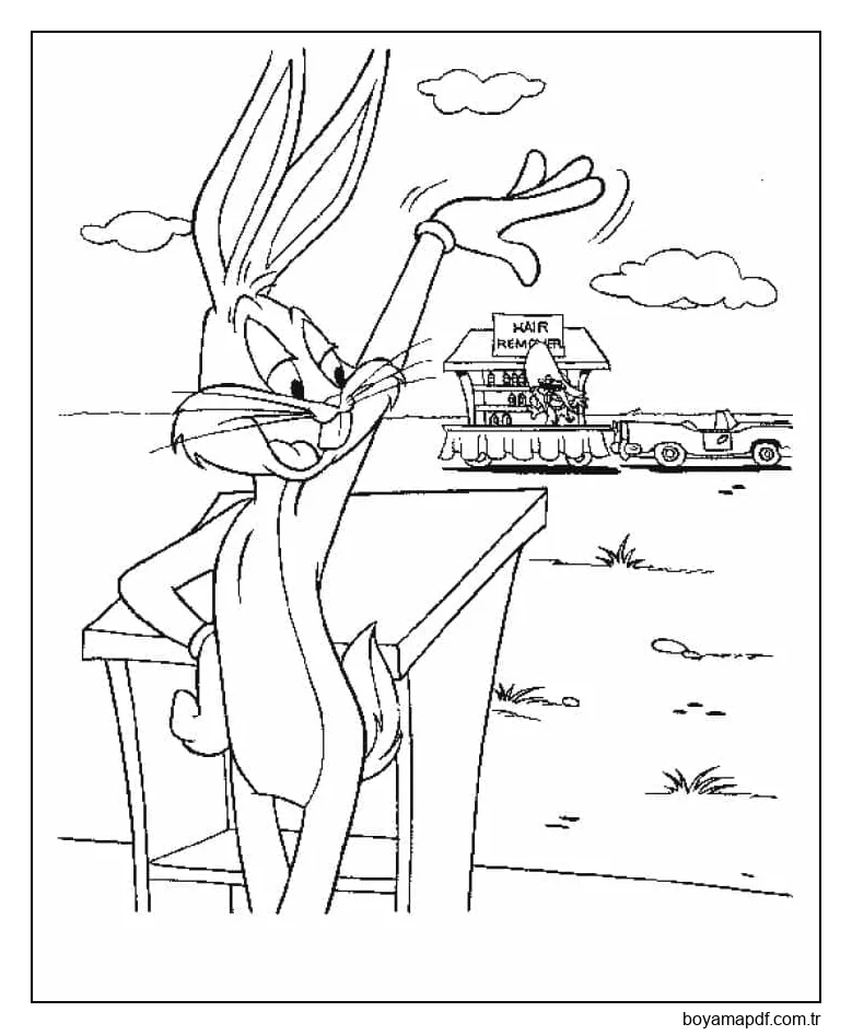 Bugs Bunny el sallıyor karakter çizimi