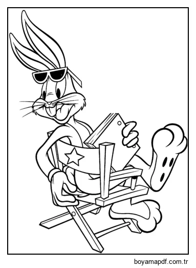 Bugs Bunny elinde kitap tutuyor karakter çizimi