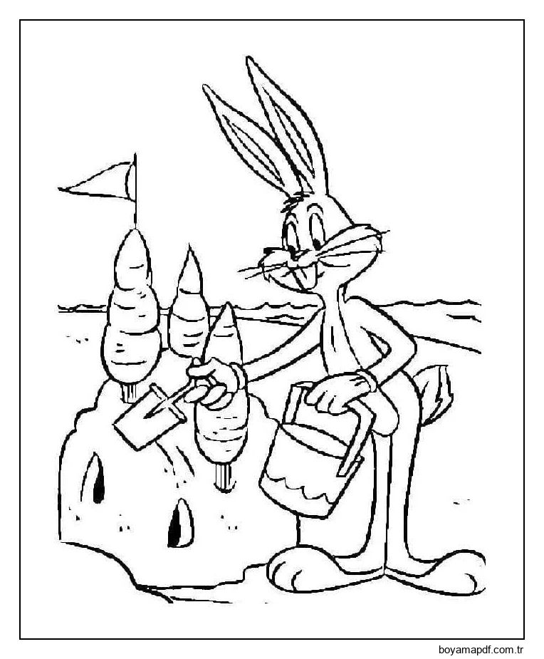 Bugs Bunny sahilde karakter çizimi