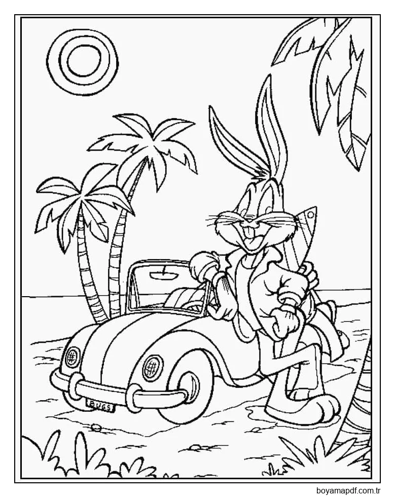 Bugs Bunny tatilde karakter çizimi