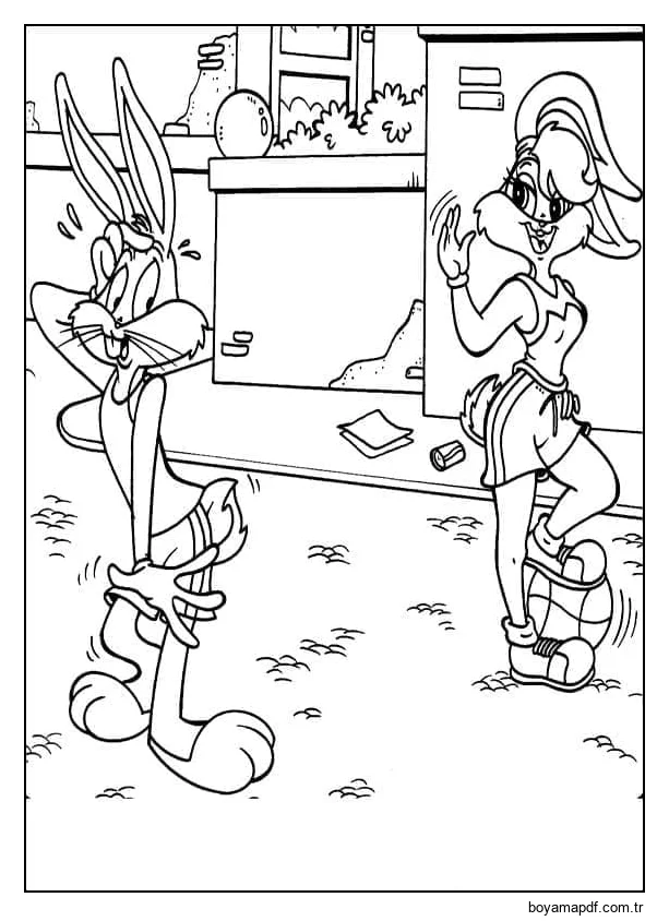 Bugs Bunny ve Lola Bunny karakter çizimi