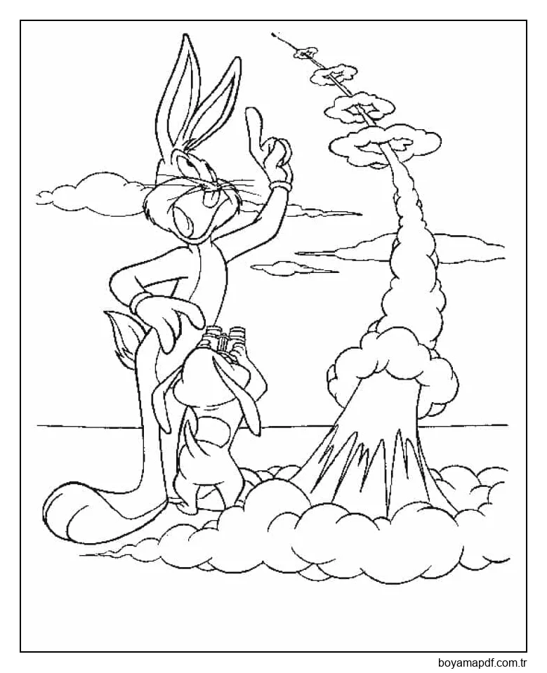 Bugs Bunny ve roket karakter çizimi