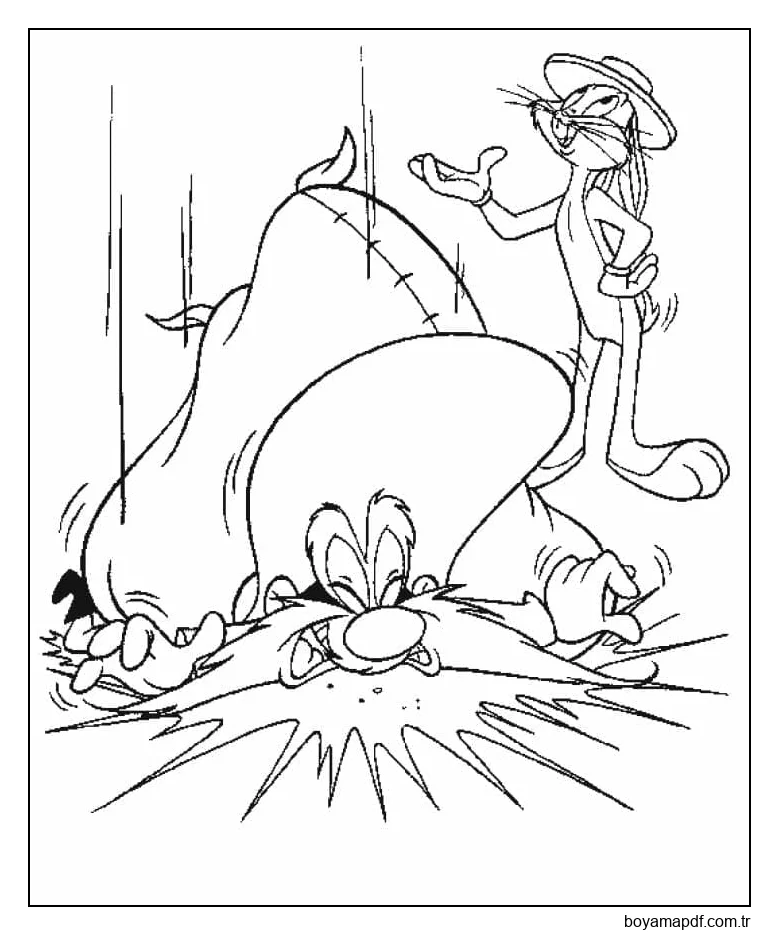 Bugs Bunny ve Yosemite Sam karakter çizimi