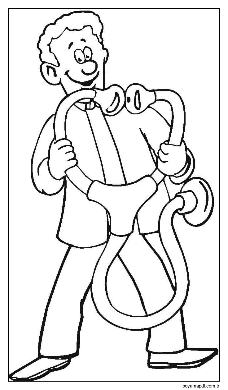 Büyük bir Kulaklık tutan Doktor Boyama Sayfası