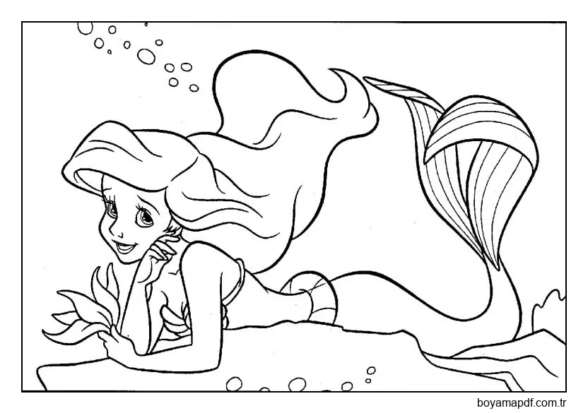 Büyük Deniz Kızı Ariel Boyama Sayfası