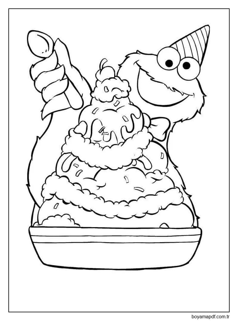 Büyük Pastalı Kurabiye Canavarı karakter çizimi