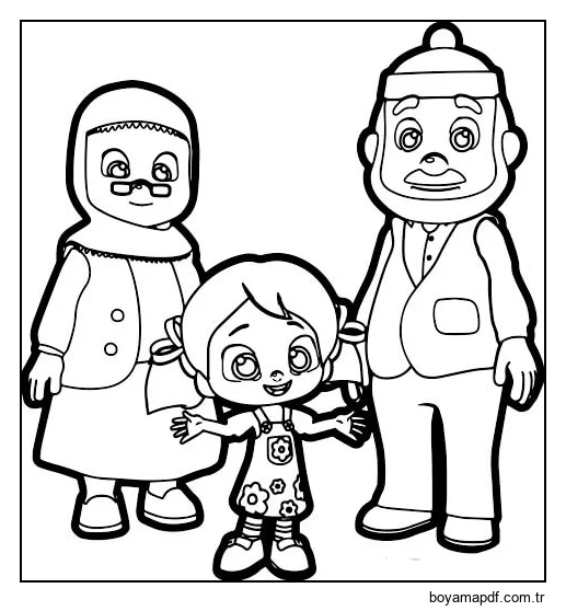 Büyükanne Ve Büyükbaba Ve Niloya karakter çizimi