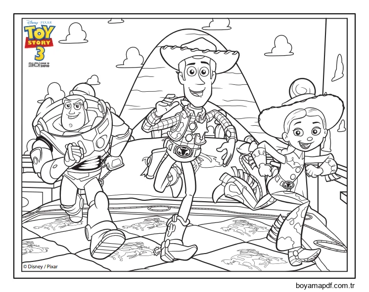 Buzz, Woody Ve Jessie karakter çizimi