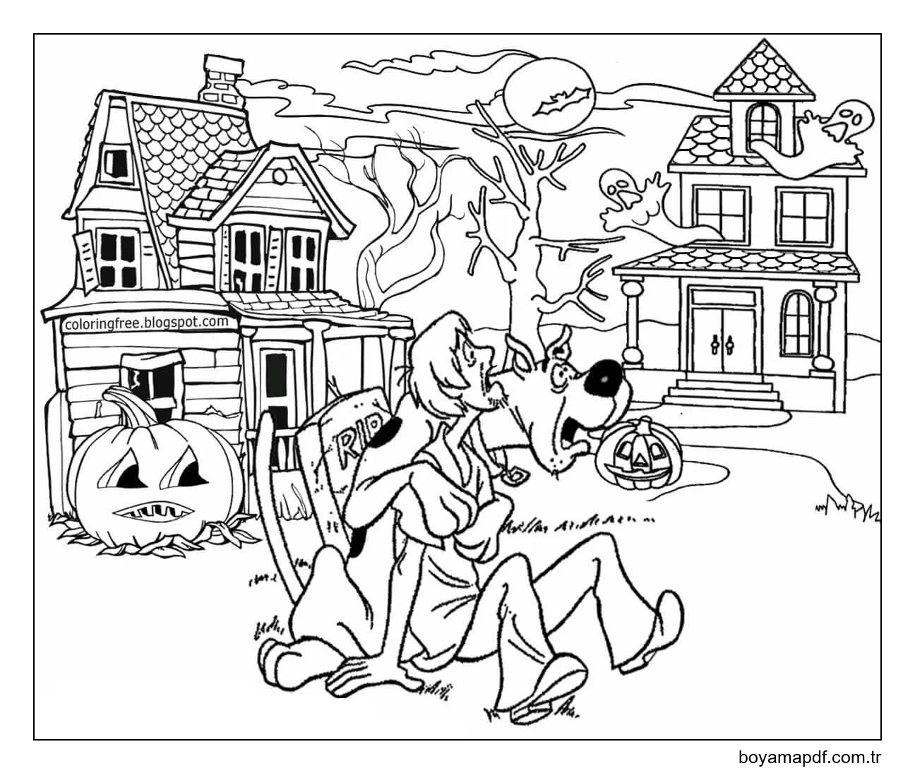 Cadılar Bayramı'nda Shaggy ve Scooby Doo karakter çizimi