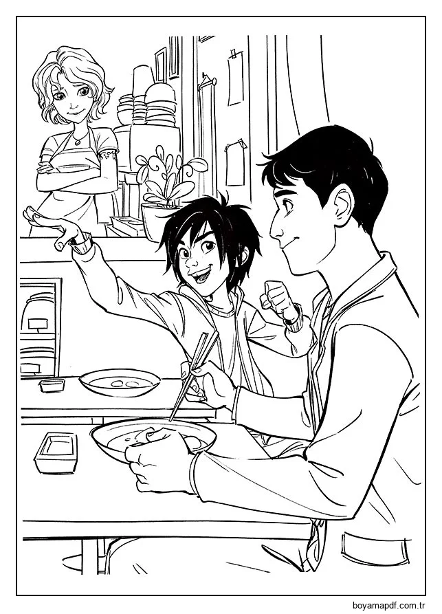 Cass, Hiro ve Tadashi karakter çizimi