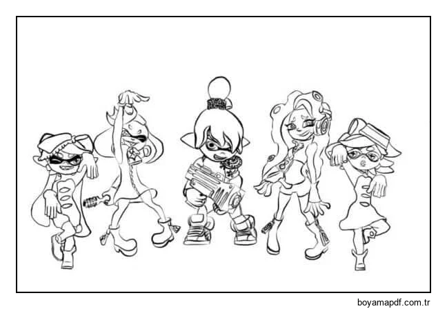 Çeşitli Splatoon Kahramanları karakter çizimi