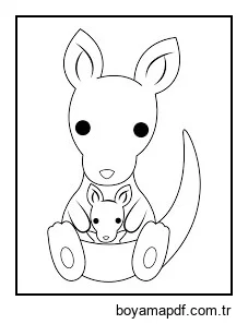 Chibi Kanguru Anne ve Bebek Oturan karakter çizimi