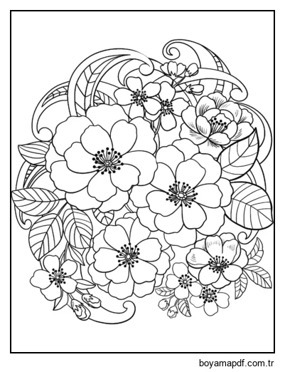 çiçek Açan çiçekler Boyama Sayfası