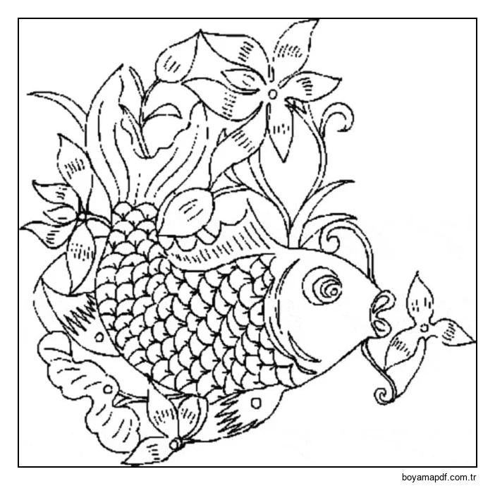 Çiçek Japon Balığı karakter çizimi