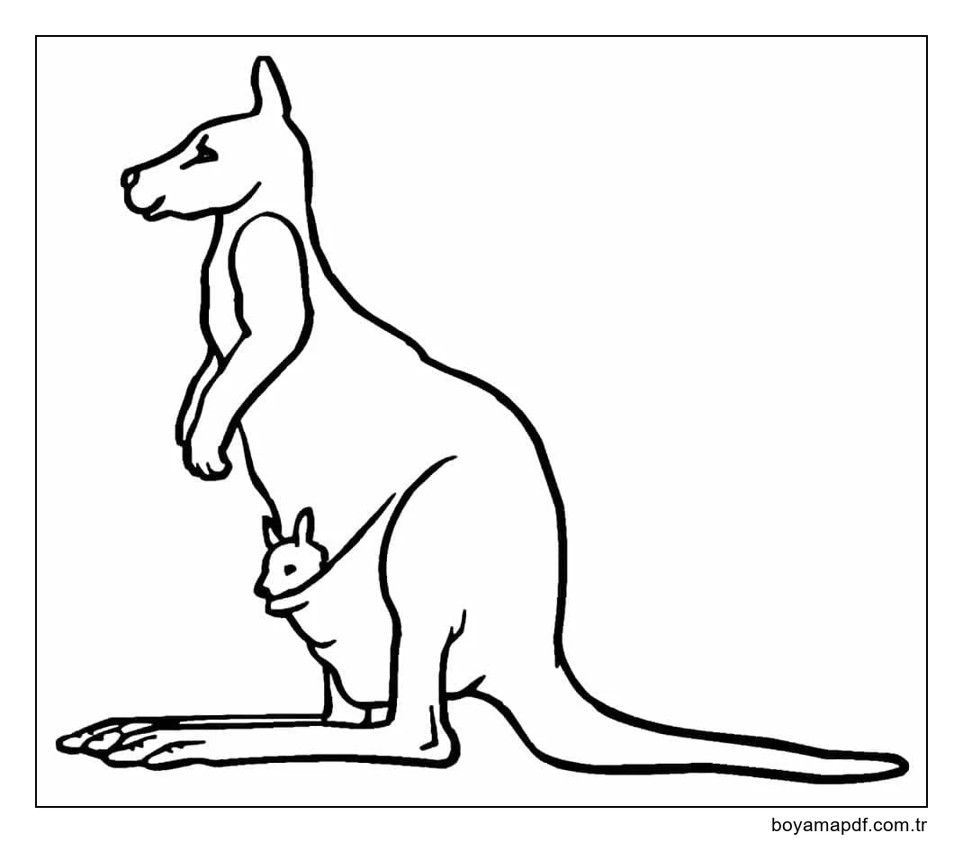 Çizmek Kanguru ücretsiz yazdırılabilir karakter çizimi