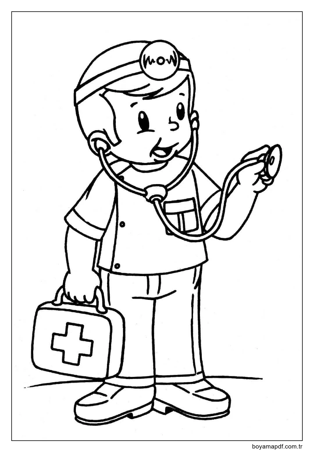 Çocuk Doktoru Boyama Sayfası
