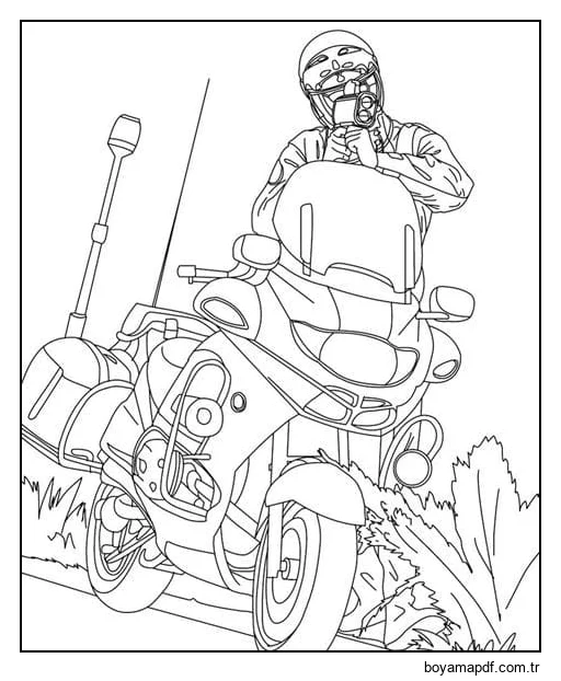 Çocuklar için polis Boyama Sayfası