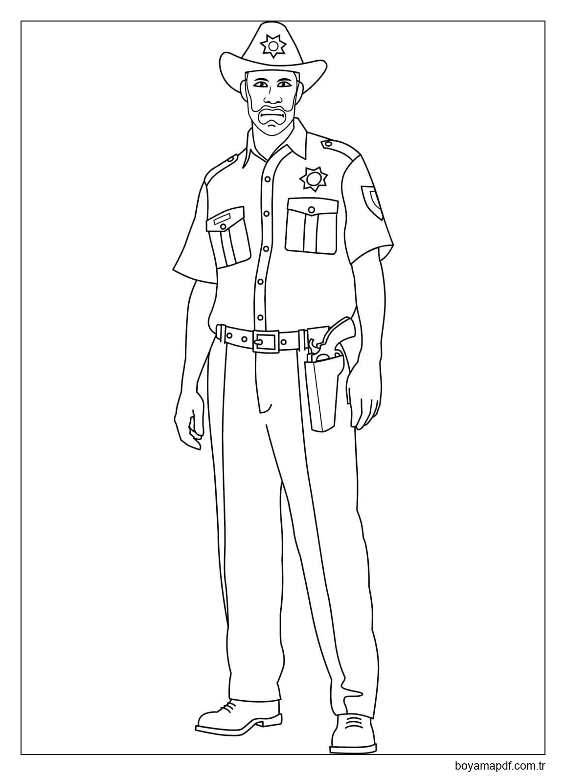 Çocuklar için Polis çizimi yazdırılabilir Boyama Sayfası